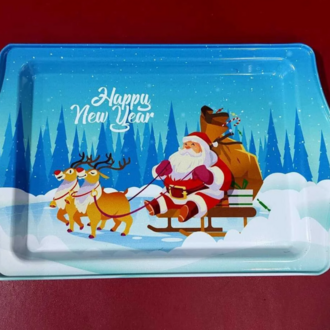 E975321099 Yılbaşı Temalı Özel Tasarımlı Metal Servis Tepsi Christmas Ev Sofra Mutfak Noel