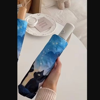 VG1936513 1 Adet Van Gogh Çift Kedi Şemsiyesi, Kalın Şemsiye Kumaşı
