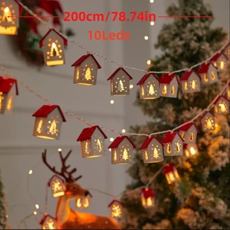 AUC374547 Noel ağacı 2M 10 LED Kırmızı Ev Peri Işıkları - Pil ile Çalışır, Şenlikli
