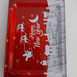 MTP70 Yeni Yıl Temalı Metal Tepsi 15,7x24,5cm Özel An Unutulmaz 1 Adet