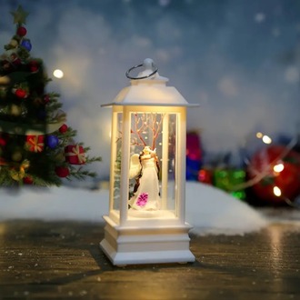 CVA342874 Küçük Melek Tutma Güvercini / Beyaz Noel Kare Rüzgar Işığı Elektronik Şamdan