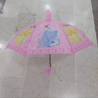 709615 Bardaklı Korumalı Kız Çocuk Pembe Baskılı Şemsiye Aksesuar 1 Adet