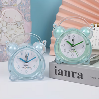 CQG676560【Pembe】RUISUNG Minimalist Kristal Alarm Saat Şeffaf Plastik