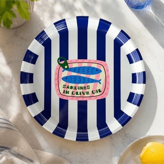 AHBCV0000GXP0E3 Home 26 cm Sardines Mavi Meyve Tabağı ve 4'lü Çerezlik Seti