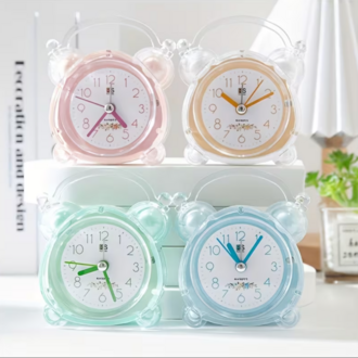 CQG676560【Pembe】RUISUNG Minimalist Kristal Alarm Saat Şeffaf Plastik