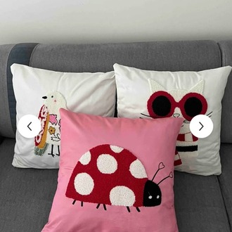 CPNK001 Punch Nakışlı Kırlent Kılıfı - 43*43 Cm - Kuş - EV MOBİLYA DEKORASYON