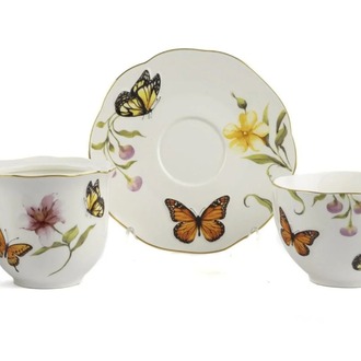 P374.101227 Mariposa Çay Fincan Şekerlik Set 250cc Sofra Mutfak Dekoratif