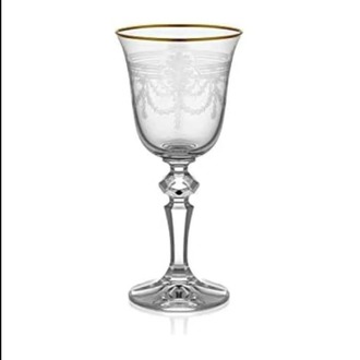 A1MN-ACP534-170-G 15cm 2'li Kadeh Bardak Cam Gold Yaldızlı Desenli Gold Rim
