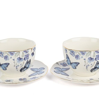 P374.115491 Butterfly Lovers 2li Çay Fincan Seti 250cc Mutfak Butik Porselen