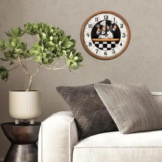 EY565184 24,89x24,89cm Tasarım Vintage Şef Temalı Duvar Saat Sessiz