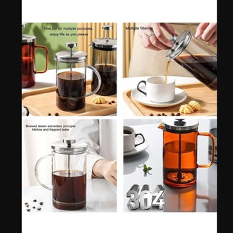 097O6638331 French Press Silver Gümüş Renk 600ml Cam Çay Kahve Demleme Sofra Mutfak Ev Sevgi