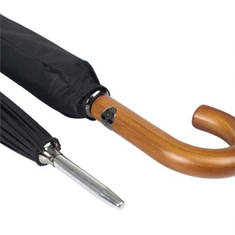 MPR-1025 Siyah Ekose Ahşap Saplı 16 Çelik Telli Premium Lüks Erkek Baston Şemsiye