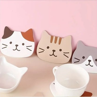 VP2378144 Altın İmparator Kedi Silikon Kedi Bardak Altlık Karikatür Kedi Tasarımlı