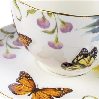 P374.101227 Mariposa Çay Fincan Şekerlik Set 250cc Sofra Mutfak Dekoratif