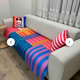 A1143392662 Home Premium Dokuma Renkli Koltuk Örtüsü Çok Amaçlı Koltuk Şalı
