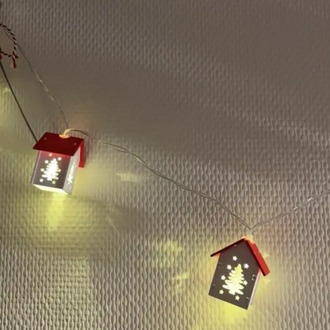 AUC374547 Noel ağacı 2M 10 LED Kırmızı Ev Peri Işıkları - Pil ile Çalışır, Şenlikli