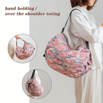 KT649241 Pink Pembe Kamuflaj Katlanabilir Alışveriş Çanta Yüksek Kaliteli 1 Adet