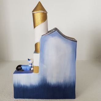 3141140388-234-8740 Rosina Wachtmeister tarafından Clock Faro Giallo Cat House Goebel