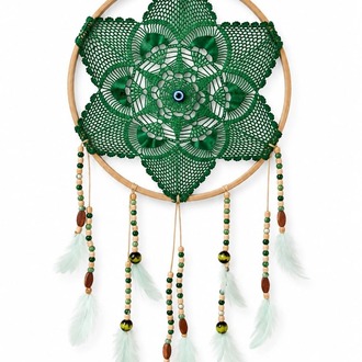 A181808092026 Yeşil 25 cm büyük dream catcher