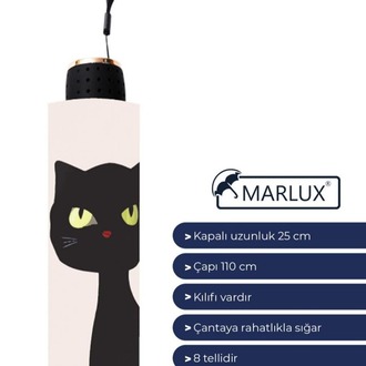 MAR-385 Renkli Gözlü Kedi Yarasa Model 8 Telli Rüzgara Dayanıklı Manuel Şemsiye