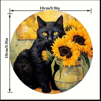 TJ193085 10*10 Cm/3,94*3,94 Inç 6'lı Ahşap Bardak Altlığı Seti - Van Gogh