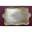GOBEITTEPS Gold Beyaz Desenli İtalyan Gül Ağacı El Yapımı Büyük Tepsi 54,5x35,5cm