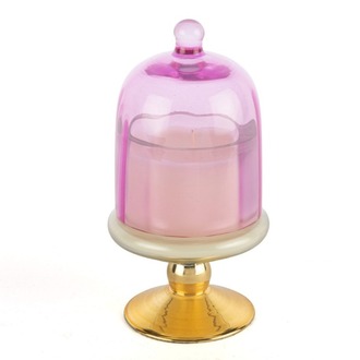P228.101876 Gold Pembe Kapaklı Cam Mum Pink Champagne 8x16cm Dekorasyon