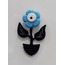 B9QW38S65 Magnet Metal Cam Çiçek Siyah 7x5cm Dekoratif Mavi Sanat Dekor 1 Adet