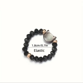 DW2993456 Yüzük Çifti Set Moda Siyah ve Beyaz Kedi Boncuklu Yüzük Seti 