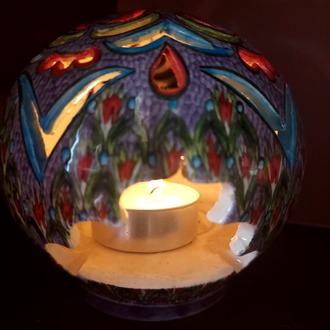 201013102025 Çap 10 cm Yük 10 cm Seramik küre + tealight mum