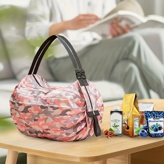 KT649241 Pink Pembe Kamuflaj Katlanabilir Alışveriş Çanta Yüksek Kaliteli 1 Adet