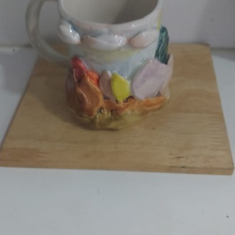 A09059 Özel Kupa Seramik 12x10cm Kabartmalı Desenli Mug Çay Kahve Sunum 1 Adet