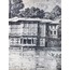 A18195 Seramik Tablo Dikdörtgen 40x25cm Siyah Beyaz Vintage Köşk Dağ Kayık Kürek 1 Adet