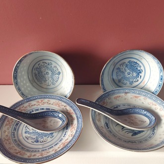 203113102025 Chinese porcelain 2li tk  6 parça Kase çap 11cm Tabak çap 15 cm  Yük 7 cm