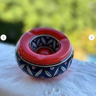 A965015868 El Yapımı Seramik Kapaklı Küllük Çap 10 cm Yükseklik 6 cm