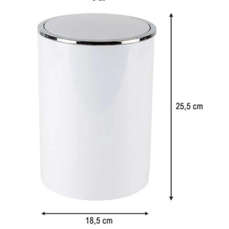 M-E35-01 P.NOVA Lenox Çöp Kova 6lt Beyaz Banyo Plastik Ø18,5x25,5cm 1 Adet