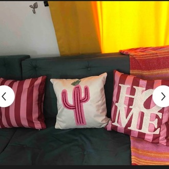 BPNK001 Punch Nakışlı Kırlent Kılıfı - 43*43 Cm - Şeker Pembe Home