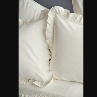 ISS-MAM-622063 Frill Yıkanmış %100 Pamuk Poplin Vanilya Çift Kişilik Nevresim Takımı