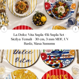 A1164842416 TÜRKİYE La Dolce Vita Supla 4'lü Supla Set – Sicilya Temalı -
