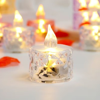 MY454611 Kristal Dekorlu 1 Adet Alevsiz LED Çay Işık Noel, Partiler, Düğünler ve Romantik