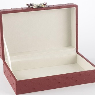 P359.108240 Bordo Kelebek Kulplu Deri Kutu 20x12x7cm Dekoratif Ürün Dekorasyon