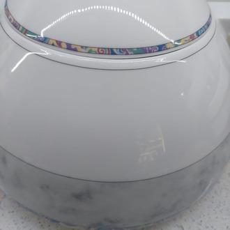 ESCH-26TNS Eschenbach Bavaria Germany 26 cm Kapaklı Porselen Tencere | Mermer Desenli Bavarian