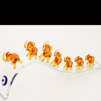 ZO-167-AMB 26X4X10CM BÜYÜK KRİSTAL YEDİLİ FİL AMBER