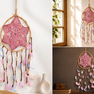 DREAMYILDIZPEMBE AP 25 CM dream catcher YILDIZ PEMBE 1ADET