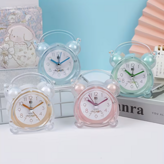 CQG676560【Pembe】RUISUNG Minimalist Kristal Alarm Saat Şeffaf Plastik