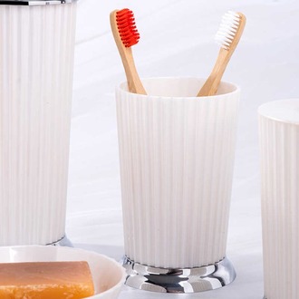 M-SA15-01 Nely Diş Fırçalık - Beyaz - Krom Kaplama Banyo