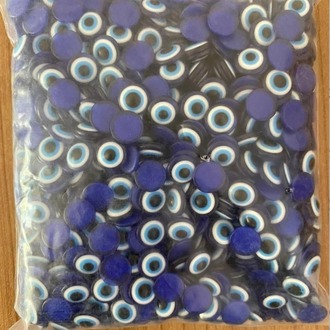 A835709210 KONSEPT 1000 Adet 10 Mm Yassı Plastik Yapıştırma Nazar Boncuğu 1 paket