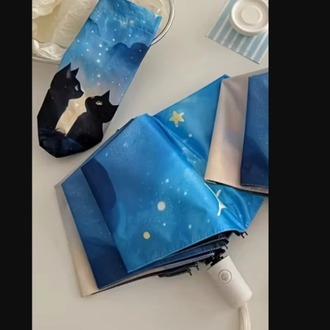 VG1936513 1 Adet Van Gogh Çift Kedi Şemsiyesi, Kalın Şemsiye Kumaşı