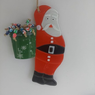 BB0C7FGMLLL Noel Baba Nazar Cam Kırmızı Minyatür Dekorasyon Duvar Tipi 1 Adet