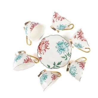 AP038.801542 Fleur Beyaz 2'li Türk Kahve Fincan Set 90cc Mutfak Dekorasyon 4 Parça